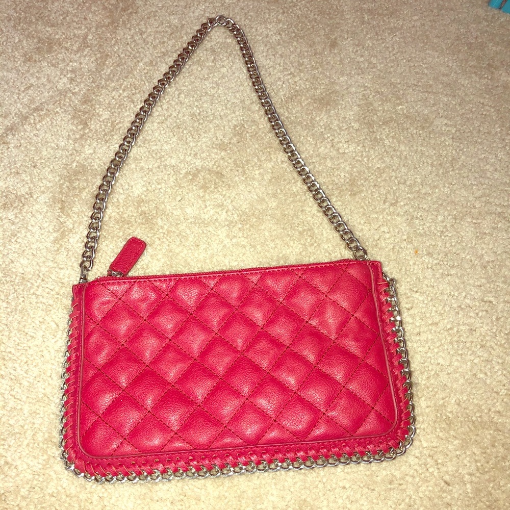 Red Quilted Chain Strap Bag